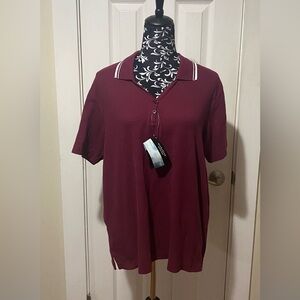 Ultraclub Women's Whisper Pique Wrinkle Resistant Relaxed Fit Polo Shirt Size L
